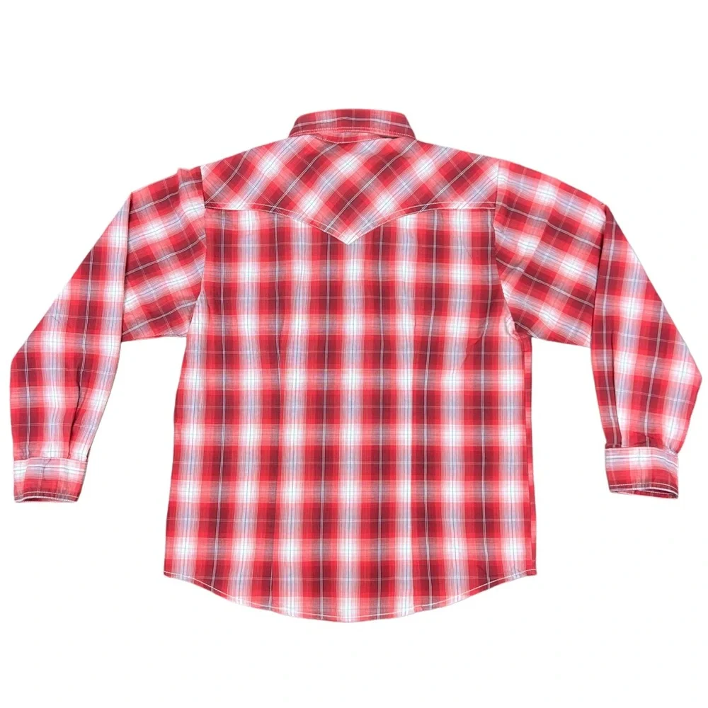 Cowgirl Legend Girls XL Western Pearl Snap Plaid Shirt Red Rodeo Cowgirl